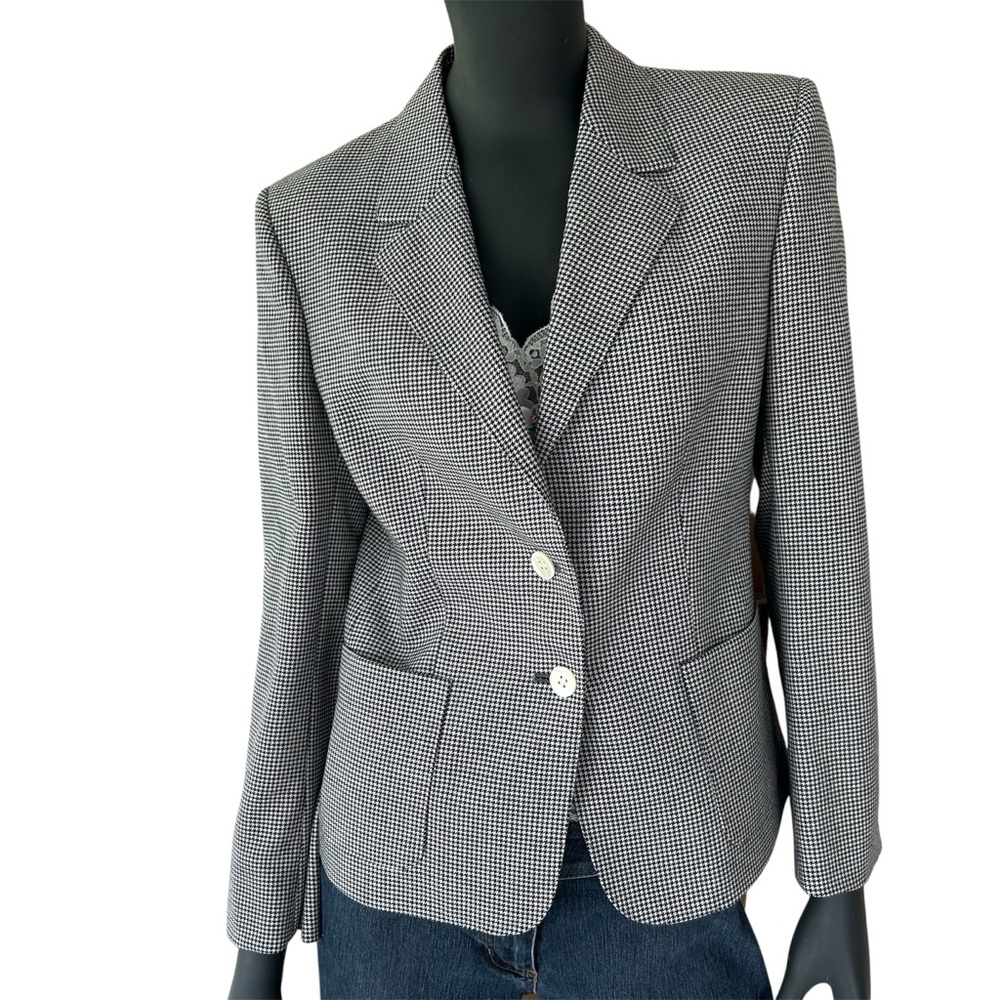 Vintage Aquascutum of London Houndstooth Check Blazer Preppy Office